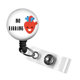 Heart Retractable ID Badge Reel, Funny Cardiology No Fibbing, Swivel Alligator Clip, 34in. Nylon Cord, Medical MD RN Nurse Badge ID, Badge Holder, ID Badge Pull