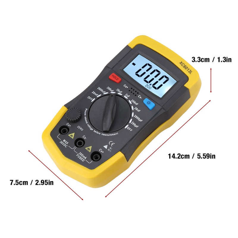 LCD Digital Capacitance Meter Capacitor Tester mF uF Circuit Gauge