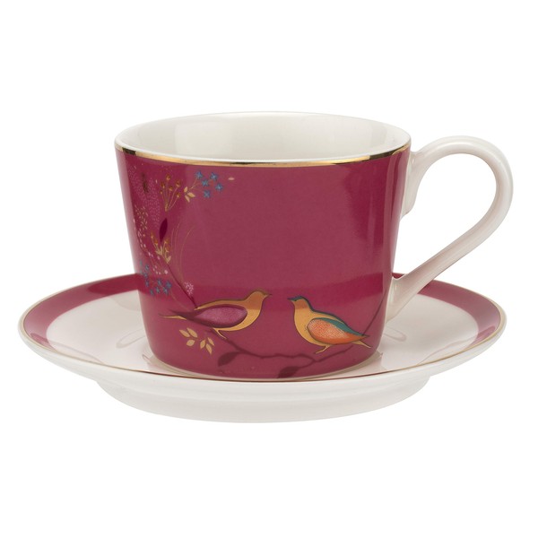 Sara Miller London for Portmeirion Chelsea Collection Tea Cup & Saucer - Pink