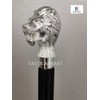 Sterling Silver Plated The King Lion Head Walking Stick with