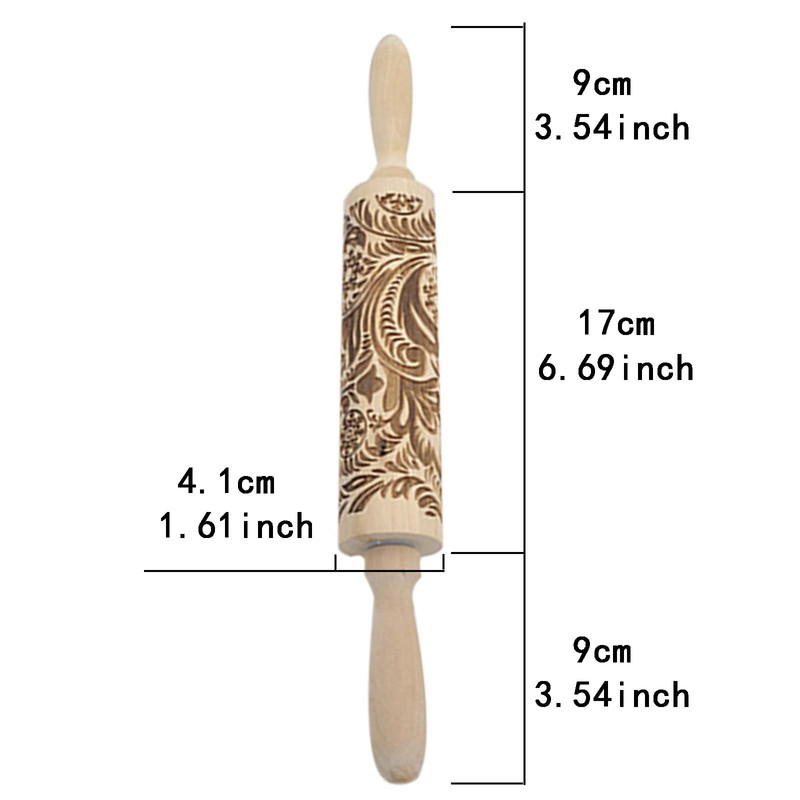 Mellifluous 2pcs Embossed Rolling Pin,Christmas Elk Printing Rolling Pin,Handmade Pattern