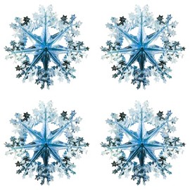 Widdle Gifts Christmas Foil Ceiling Decorations, Christmas Decoration, Room Decoration (set of 4 40cm Snowflake) Blue