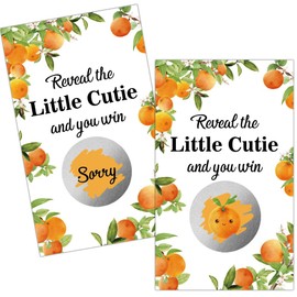 Haizct 50 Pack Reveal The Little Cutie Theme Scratch Off, Neutral Boy or Girl Event Theme Raffle Tickets, Birthday Party Game, Gender Reveal Activity, Little Cutie Scratch off