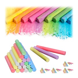 Relaxdays Pack of 120 Chalks, Colouring Chalks for Blackboards and Streets in 6 Colours, Children's and Teacher's Chalk, Round, Diameter 9 mm, Colourful