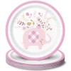 Unique 78374 7" Pink Elephant Round Dessert Plates - Rose