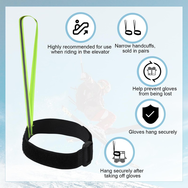 PEUTIER 4pcs Glove Strap, Adjustable Ski Glove Wrist Straps Ski