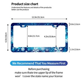 Dujiea 2 Pieces Christmas Ice Blue Snowflake Aluminum Metal License Plate Frame with Screw Caps, 2 Holes License Plate Frame Car Tag Cover Holder for Us Standard Vehicles