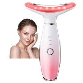 Neck Face Massager, Portable and Multifunctional Face Sculpting Tool, 3 Colour Modes Face Lift Device, Face Massager Tool for Skin Care (Pink)