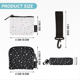 ElliTarr Dual Pouch Wristlet for Women Coin Purse Small Wallet with Zipper Portable Change Purse Mini Coin Pouch Holder Purple Plaid, Stars, Fashion