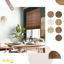 YELLOW BLINDS Bamboo Shades for Windows, Woven Wooden Cordless Bamboo Roman Shades, Light Filtering Window Treatment for Home, Bedroom, Living Room Decor, Coffee, 31" W X 64" H