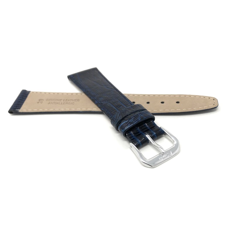 Bandini 20mm Italian Leather Watch Band Strap - Blue -