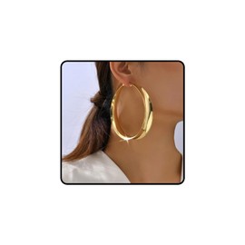 Gold Hoop Earrings for Women Large Gold Chunky Smooth Hoop Earrings Minimalist Polished Thick Wide Hoops Daily Party Prom Ear Jewelry Accessories Gifts for Her