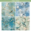 24 Sheets Blue Floral Birds Pattern Paper, 6" x 6"