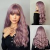 SAPPHIREWIGS Purple Wig with Bangs Long Wavy Wigs for Women