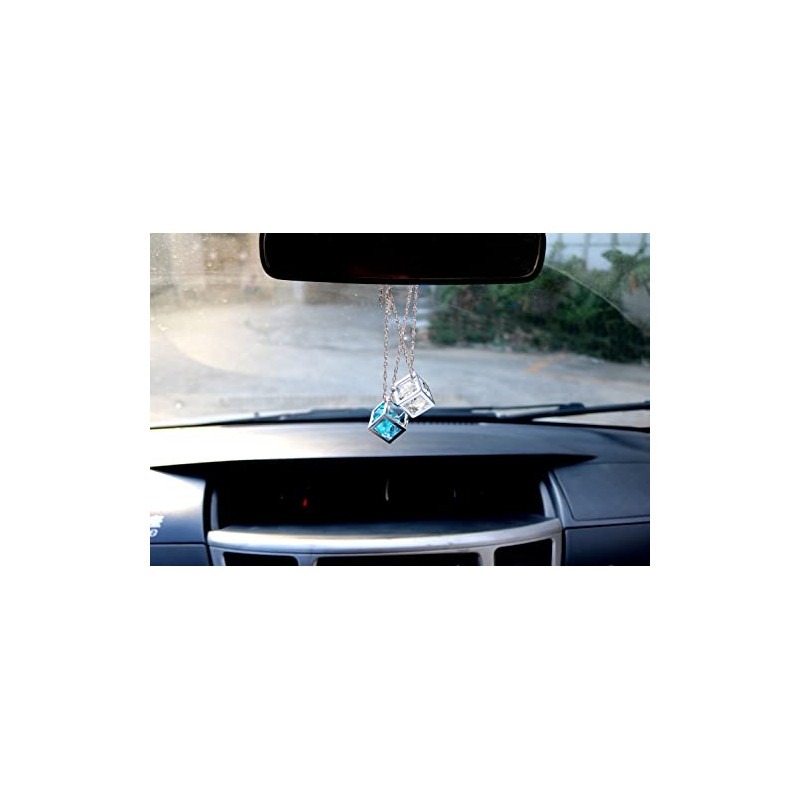 Bling Diamond Cube Car Rear View Mirror Charms, Crystal Rhinestone