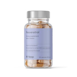Noop Resveratrol High Dose 500 mg, 98% Trans-Resveratrol from Japanese Knotweed, 60 Vegan Capsules, Antioxidant Complex, Laboratory Tested & No Additives, Made in Sweden