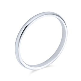 Unisex Simple Minimalist Thin Stackable .925 Sterling Silver Couples Wedding Band Ring For Women Men 2MM