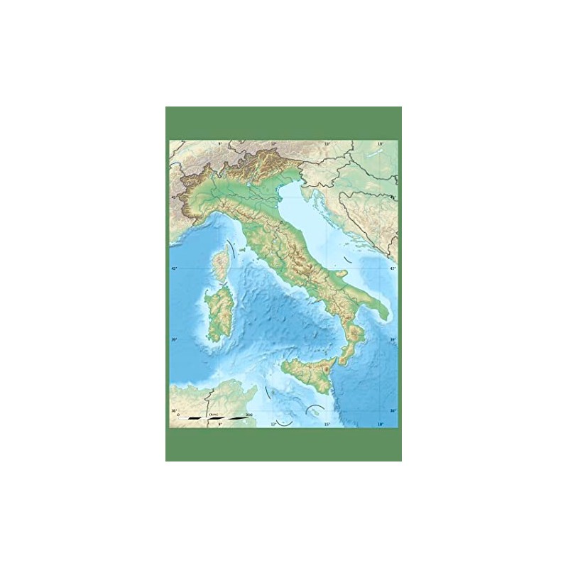 24x36 gallery poster, Topographic Map of Italy