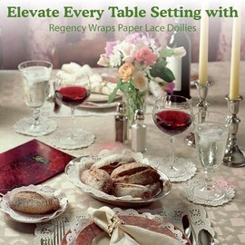 Regency Wraps - Tapetes de Encaje de Papel, Redondo de 25 cm, Paquete de 25 Unidades para decoración de Mesa, Pasteles, postres, Aperitivos para Bodas y Fiestas, Color Blanco