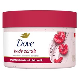 Dove Exfoliating Body Polish Crushed Cherries & Chia Milk Skin Care For Revitalized Skin Formulated With ¼ Moisturizing Cream 10.5 oz