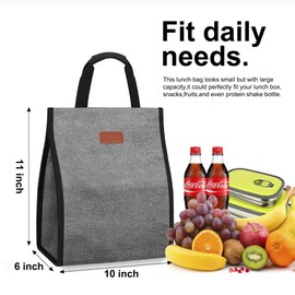 Lunch Bags for Women Insulated Reusable Lunch Tote with Internal Pocket, Lunch Tote bag for Work (Grey