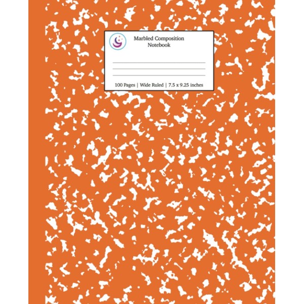 Marbled Composition Notebook: Pumpkin Marble Wide Ruled Paper Subject Book