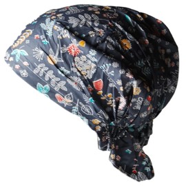 Cool4 Summer Headscarf Beach Bandana Sea Beanie Sun Protection Hat Chemo Cap A04, Dark grey colourful abstract floral, 55-57