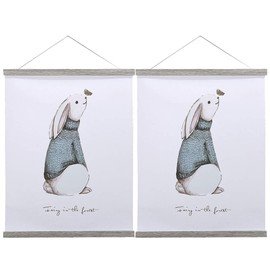 Ywlake Magnetic Poster Hanger, 18x24 18x12 18x24 Poster Frame Wood Wooden Magnet Print Posters Dowel Scroll Hanger Hangers Hanging Kit for Walls Map Canvas Artwork (Grey, 18, 2 Packs)