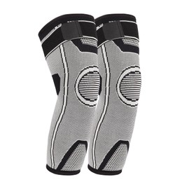 yeloumiss Knee Support Long Knee Support Men Women 1 Pair Knee Pads with Elastic Bands for Sports, Running, Basketball, Arthritis, Joint Pain (S, Grey)