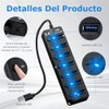 Hub USB 3.0 Splitter,7 Puertos Multi USB 3.0 Hub Splitter