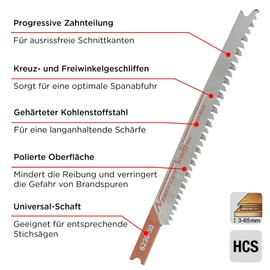 KWB Easy Cut 6230-30 Sabre Saw Blades, Woodworking, Universal Shaft
