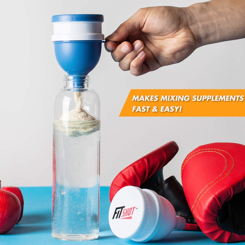 Fitshot Protein Powder Funnel– Supplement Funnel with Keychain 4pack, Water