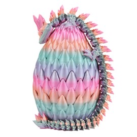 3D Printed Dragon Egg Toy 12" Crystal Articulated Dragon with Eyes Decor Collectible