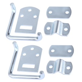 Stake Bed Latches Bracket Set, Straight Side Gate Latch for Utility Trailers, Stake Gates, Carports, Wooden Safety Racks, Trucks and Trailers - Heavy Duty Galvanized Steel (2 Pack)