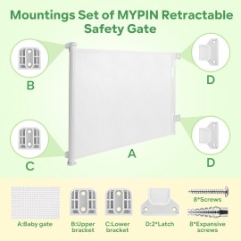 Mypin Retractable Baby Gate Replacement Parts Kit, Pet Gate Full Set Wall Mounting ...