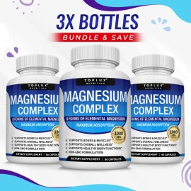 Multi-Source Magnesium Capsules – 8 Form Blend – 3 Pack – Dietary Supplement