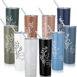 Patelai 10 Pcs Christian Tumblers Mothers Day Gifts Bulk for Church Women Men,20oz Bible Verse Cups with Lids and Straw Religious Coffee Mugs Sunday School Teachers Gifts for Easter