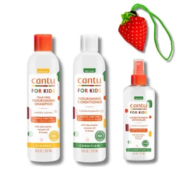 Cantu Care for Kids Shampoo Conditioner Detangler Value bundle Bonus Shopping bag(Package May Vary)