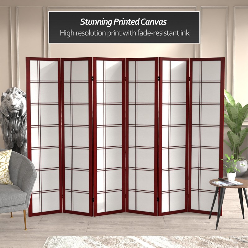 Red Lantern 6 ft. Tall Canvas Double Cross Rosewood-6 Panels