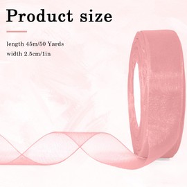 Valentines Day Decorations Pink Ribbon Chiffon Ribbon White Ribbon Gift Wrapping Ribbon Shimmer Sheer Ribbon Valentines Day Ribbons for Crafting Flower Bouquet Wedding Birthday Party Decor 1 In 50Yd