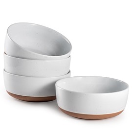 Ourplome Ceramic Cereal Bowls set of 4-25 oz Porcelain Soup Bowl - 6 inch Stoneware Kitchen Bowl for Salad Oatmeal Ramen Pasta Side Dishes - Dishwasher & Microwave Safe Dinnerwar - Alabaster White