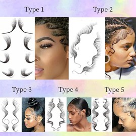 HANAKIN Bangs Tattoo Sticker Baby Hair Edges Side Bangs,8 Styles Popular Waterproof Fake Hair Fringe Edge Tattoo Stickers, Novelty Wig Natural Fashion Look Beauty DIY Hair Curler For Women Girls