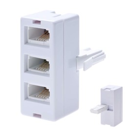 BT Telephone Socket Line 3 Way Splitter, Cable UK Adapter Landline Port Converter Extender for FAX, Universal Female Jacks to BS6312 431A Male Plug, Modem, Corded & Cordless Phones White