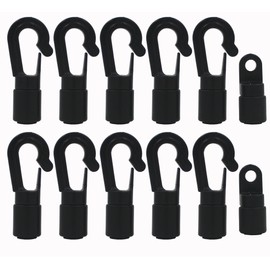 10 Pcs Bungee/ Shock Cord Hook Fixed End Tabbed S Hooks for 1/4 Bungee to Use on Kayaks (Bendy 10 Pcs)