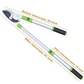 Mesoga Heavy Duty Anvil & Bypass Lopper with Telescopic Handle (26-41 Inch) - 5-Layer Adjustable Garden Pruner, 2-Inch Branch Cutter for Tree Trimming