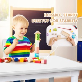 HAPPYMATY Kids Table and Chair Set, Snow Grey, Upgraded Plastic, 47.2x28.0 inches, Adjustable Height, Whiteboard Style, Includes 12 Color Pens