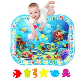 Extra Big Tummy time mats, Large Tummy time Toys, Seas and Oceans Tummy Baby Toys with BB Call, Fun Early Development Activity Play Center for Newborn (39.5x31.5 in)
