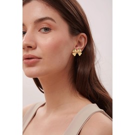HESSAWELL Gold Stud Earrings for Women Gold Ruffles Bow Earrings for Women Christmas Jewelry