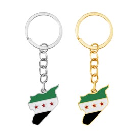 FFDHWU 2 Pieces Syrian Keychains, Creative Keychains, Stainless Steel Keychains, Gift Keychains, Souvenir Keychains