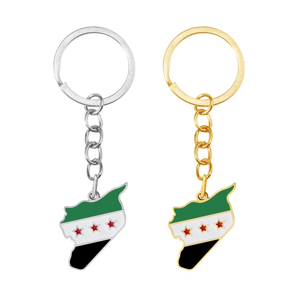 FFDHWU 2 Pieces Syrian Keychains, Creative Keychains, Stainless Steel Keychains,